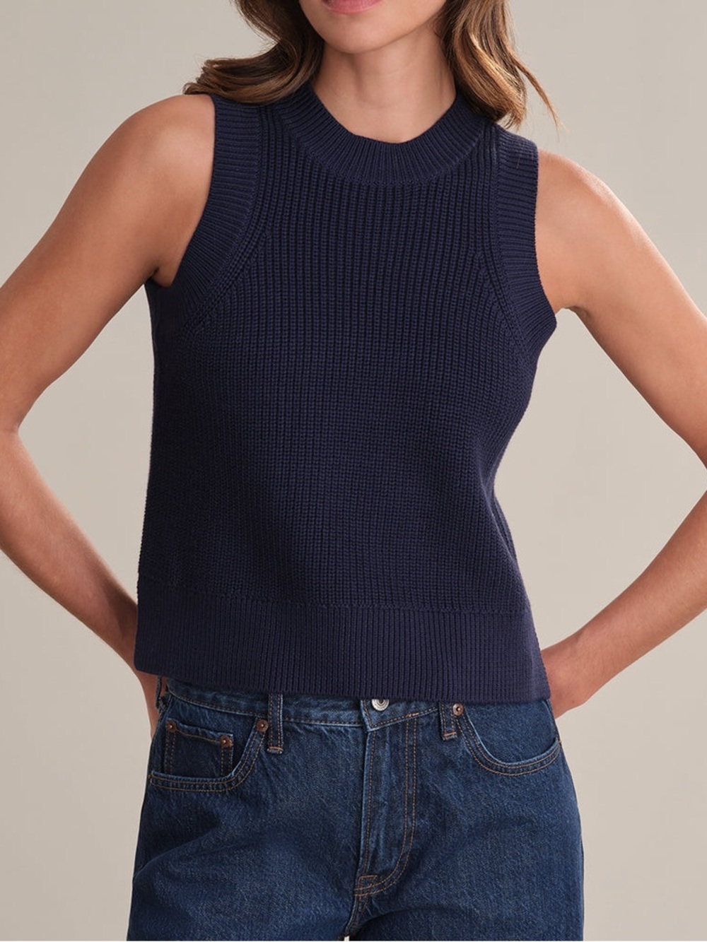Loft Navy Mock Neck Sweater Tank